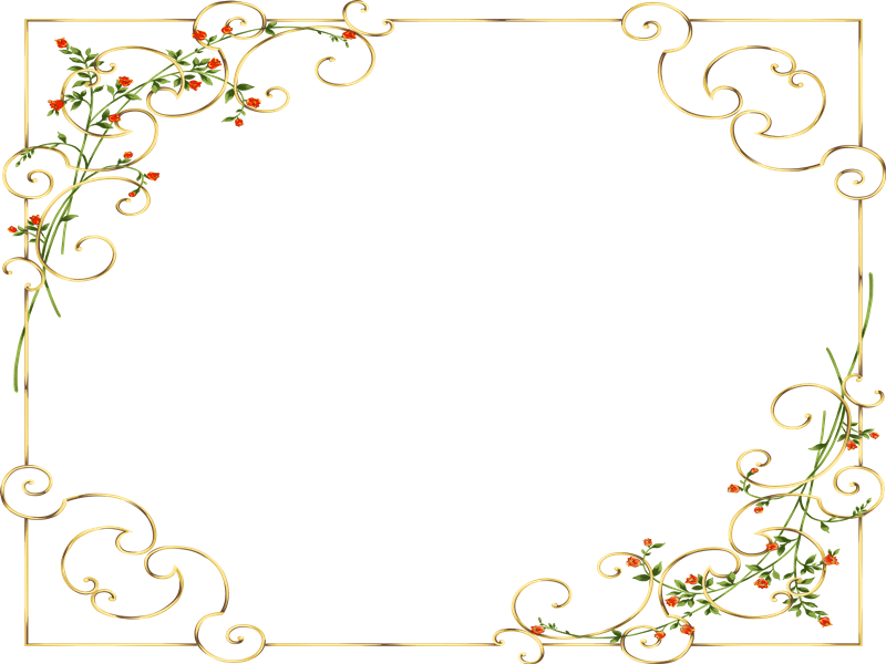 Golden Floral Frame Design.png PNG