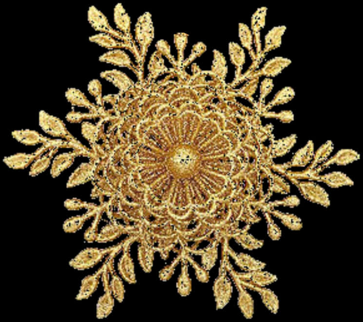 Golden Floral Mandala Design PNG