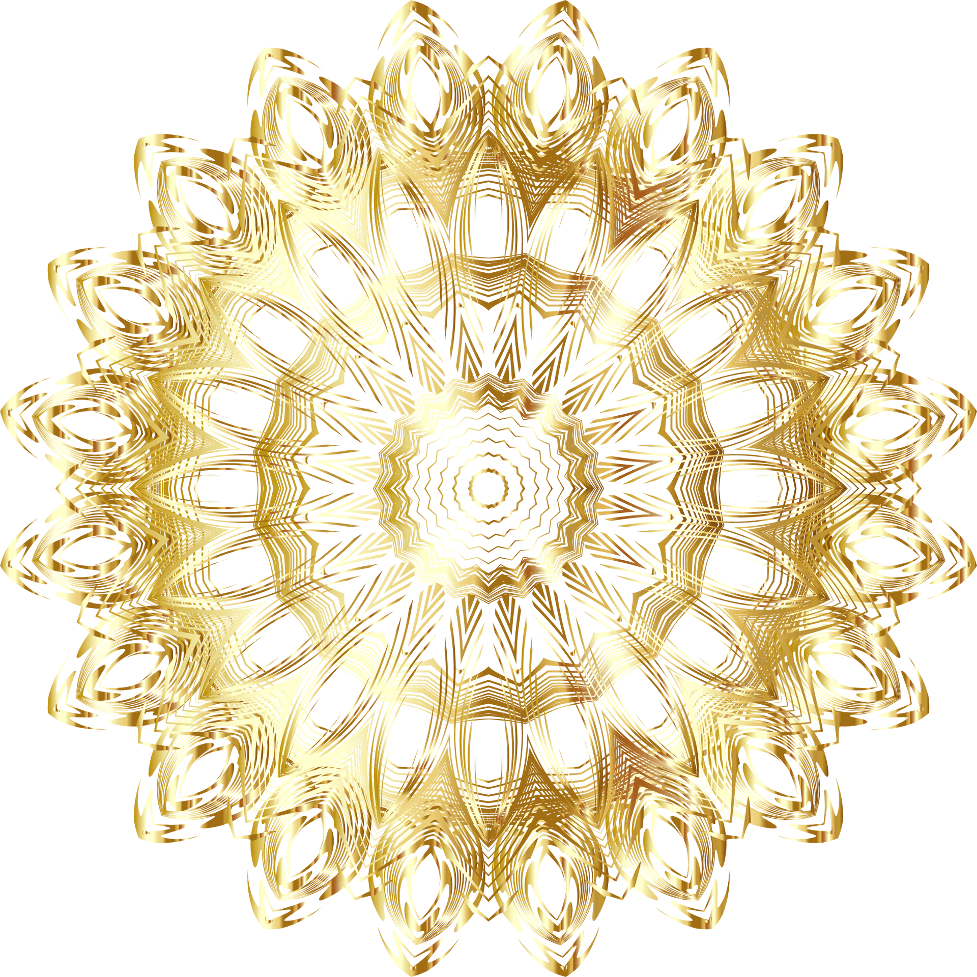 Golden Floral Mandala Design PNG