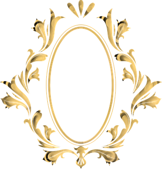 Golden Floral Oval Frame PNG