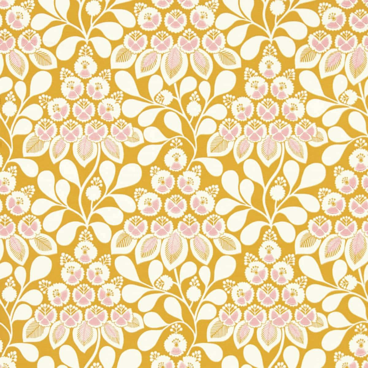 Golden Floral Pattern Background Wallpaper