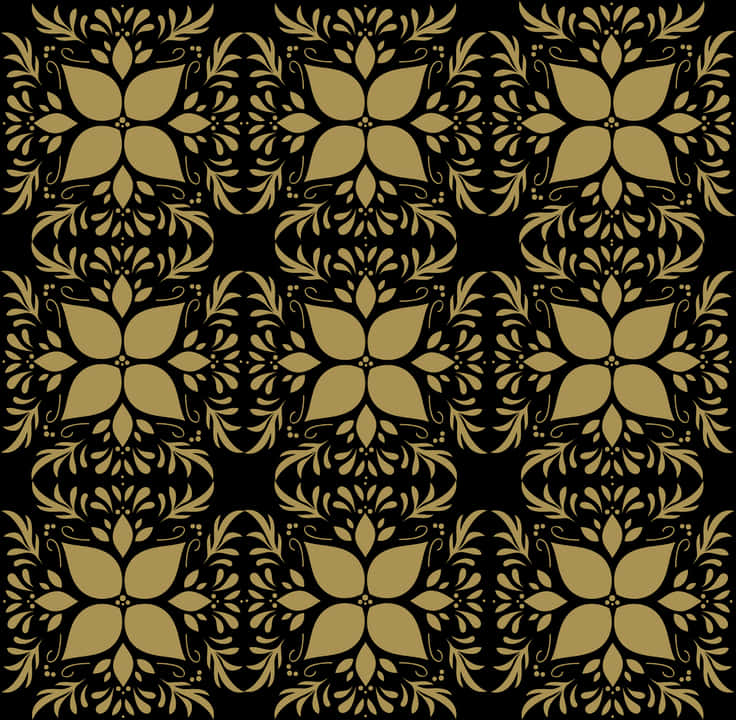 Golden Floral Pattern Design PNG