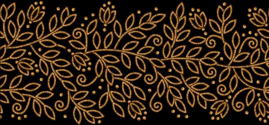 Golden Floral Patternon Black PNG