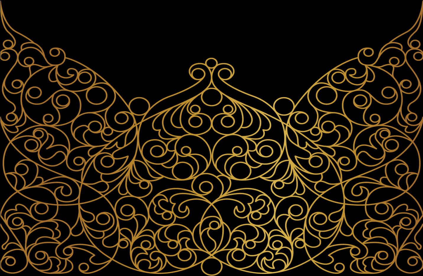 Golden Floral Scrollwork Pattern PNG