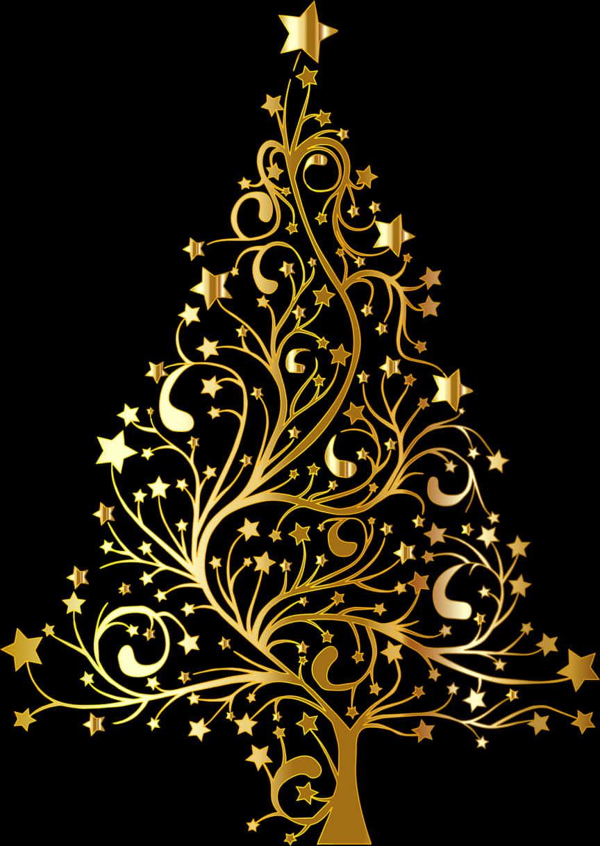 Golden Flourish Christmas Tree PNG