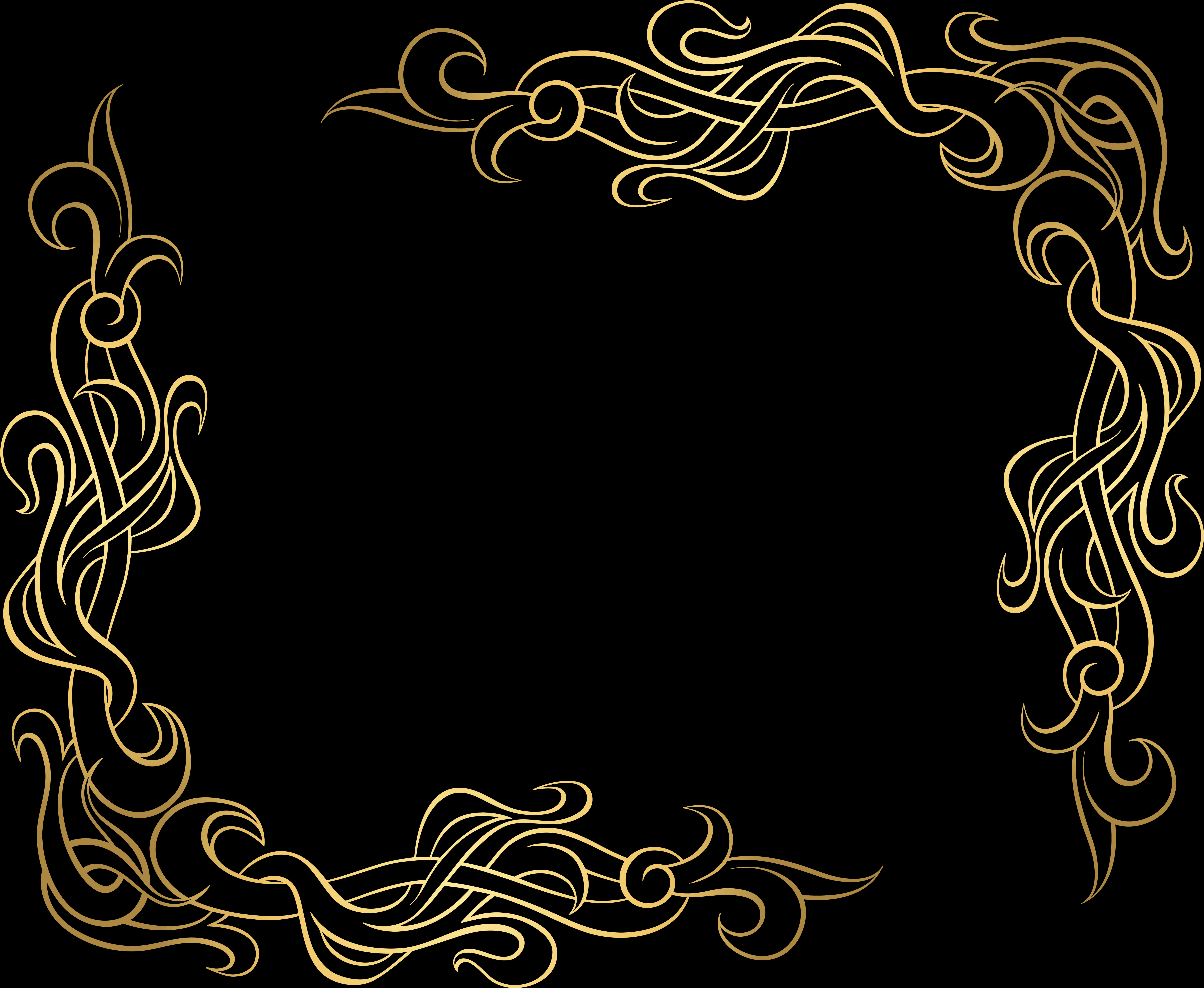 Golden Flourish Frame Design PNG