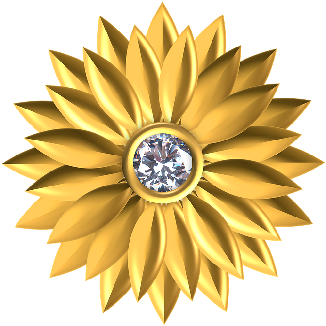 Golden Flower Diamond Center PNG