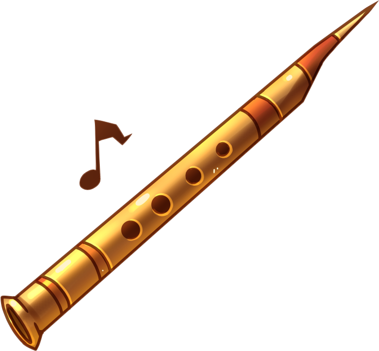 Golden Flutewith Musical Note PNG