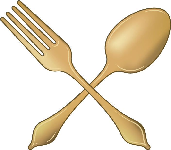 Golden Forkand Spoon Crossed PNG