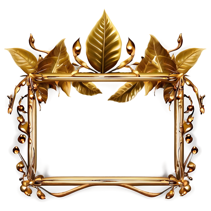 Golden Frame With Leaves Png 05252024 PNG