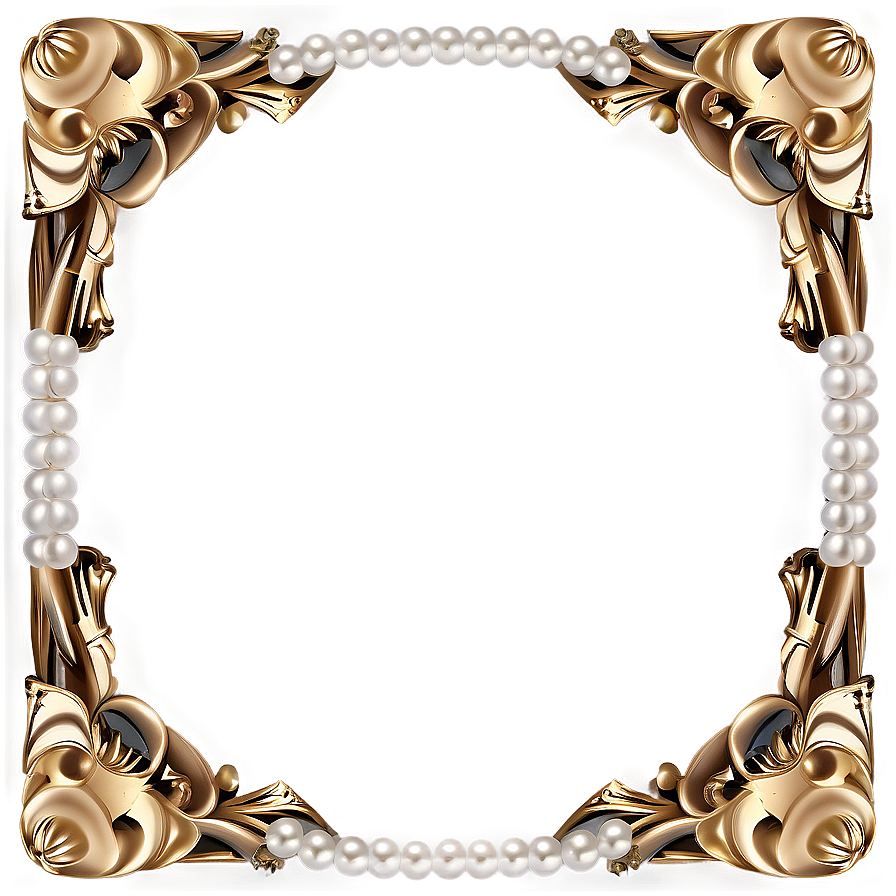 Golden Frame With Pearls Png Dhg PNG