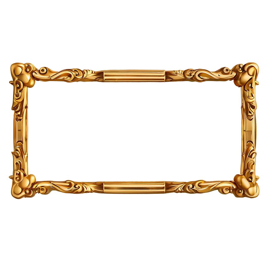 Golden Frame With Scroll Png Qdf63 PNG