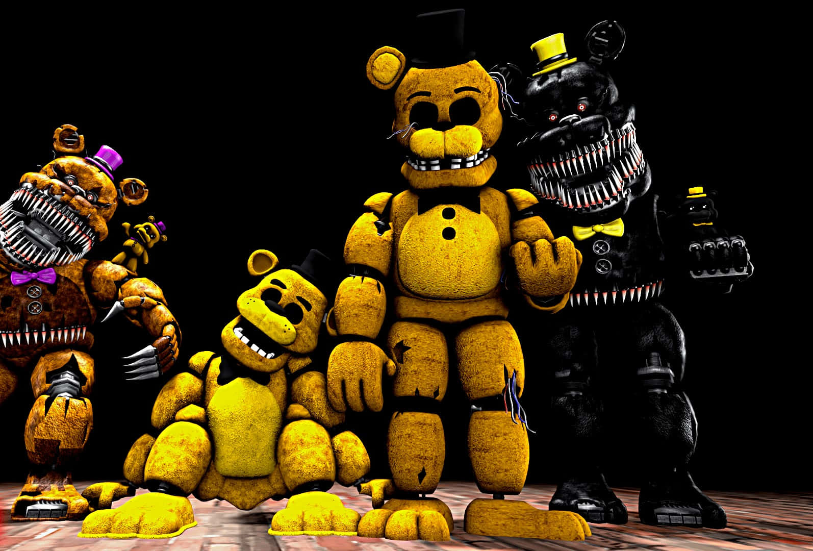 Golden Freddy from the horror game series, Five Nights at Freddy's. Wallpaper
