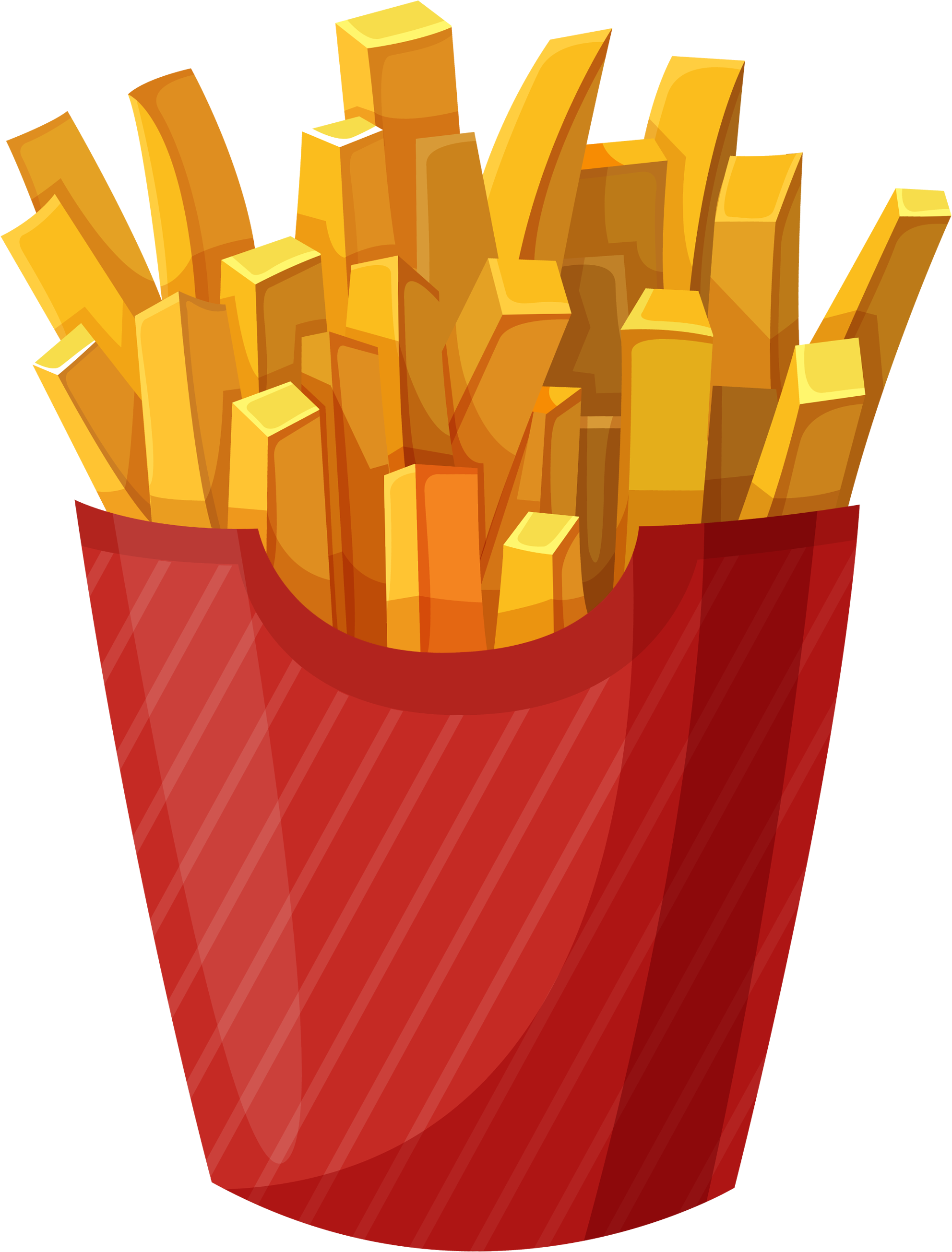 Golden French Fries Cartoon Illustration PNG