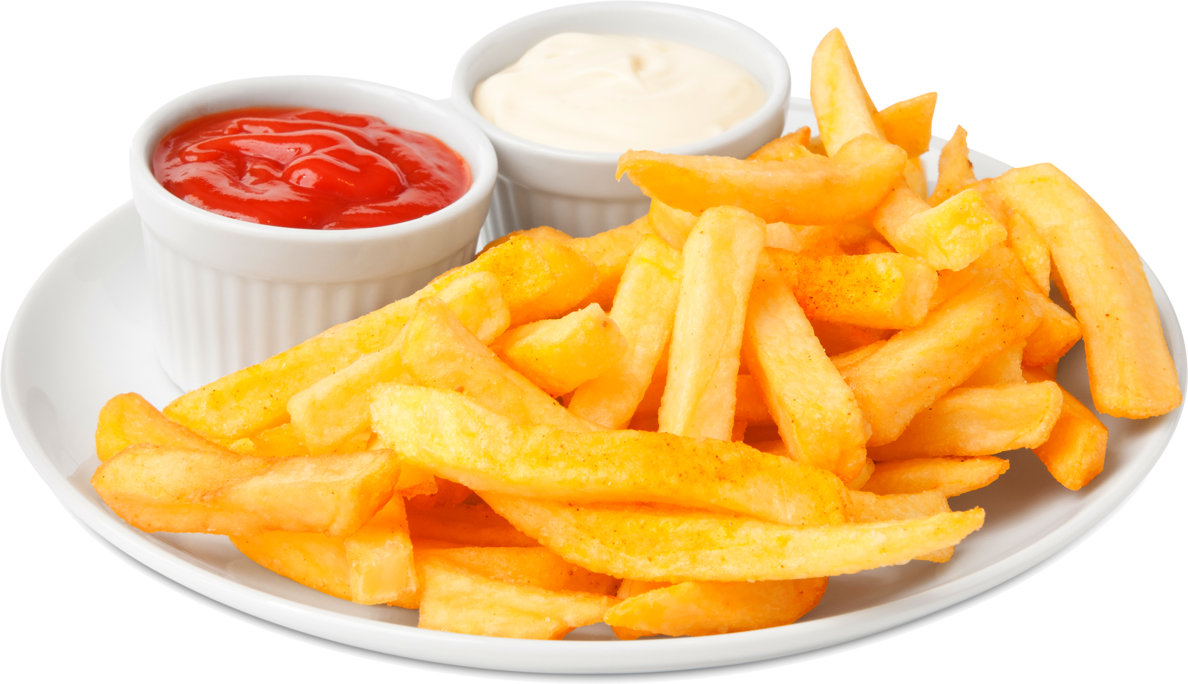 Golden French Frieswith Dipping Sauces PNG