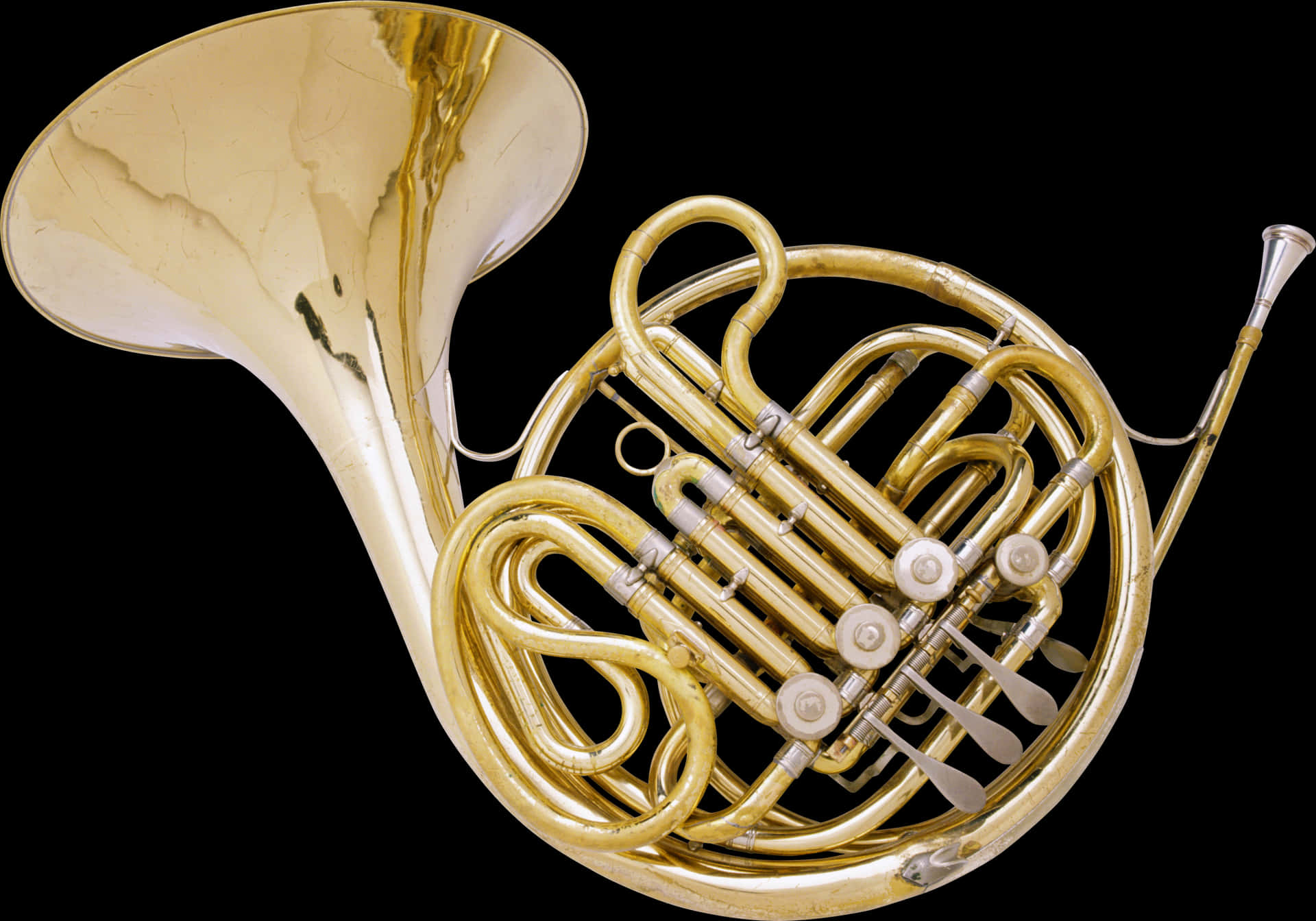 Download Golden French Horn Black Background | Wallpapers.com