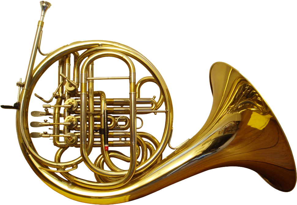 Golden French Horn Instrument PNG