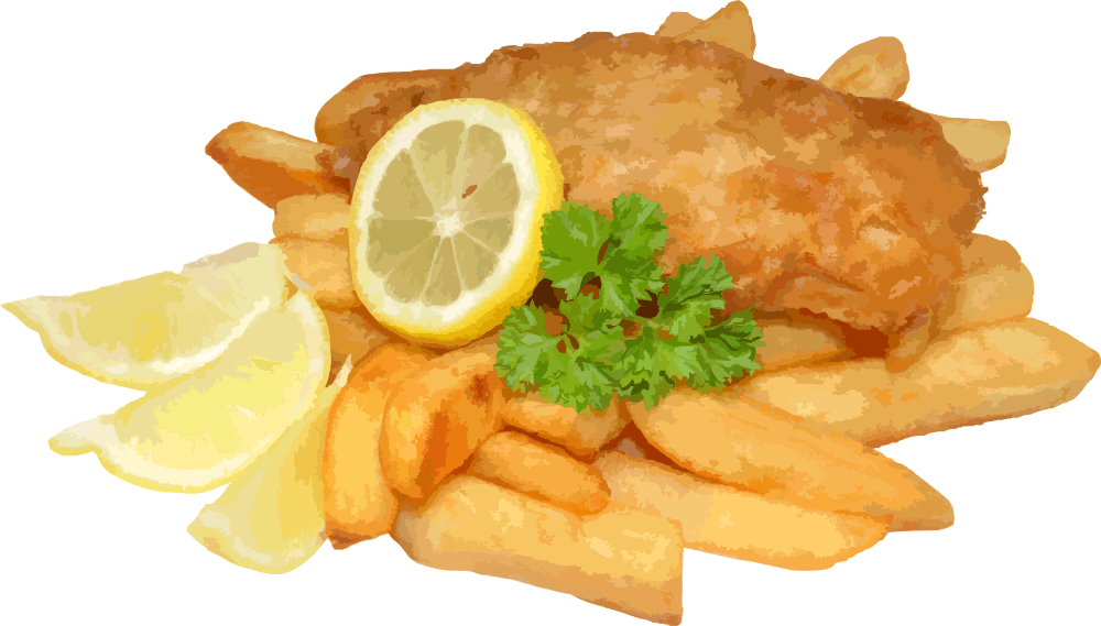 Golden Fried Fish With Lemon And Parsley.png PNG