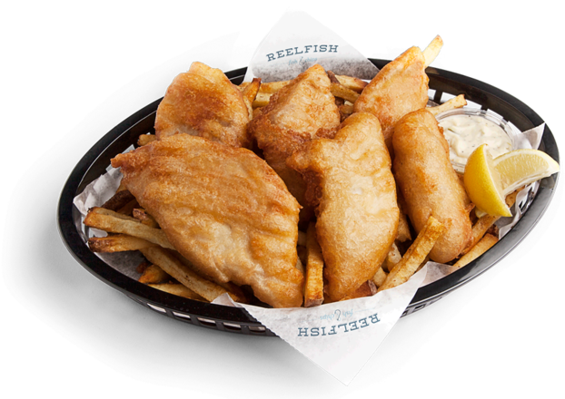 Golden Fried Fishand Chips Platter PNG