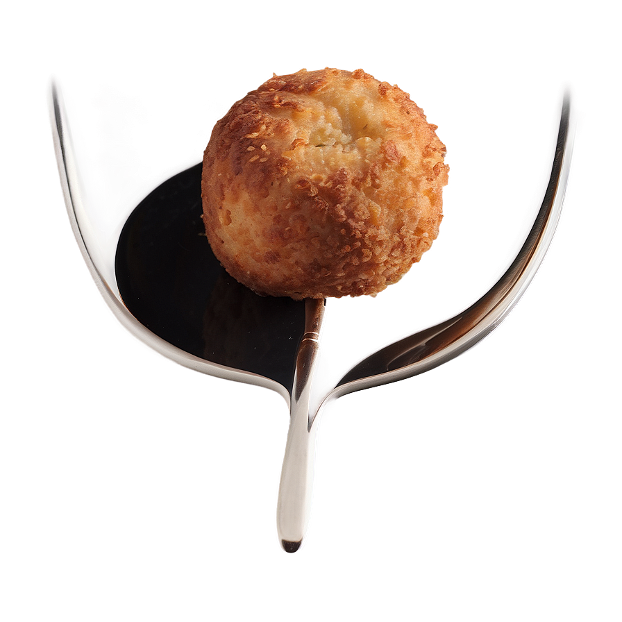 Golden Fried Meatballon Fork PNG