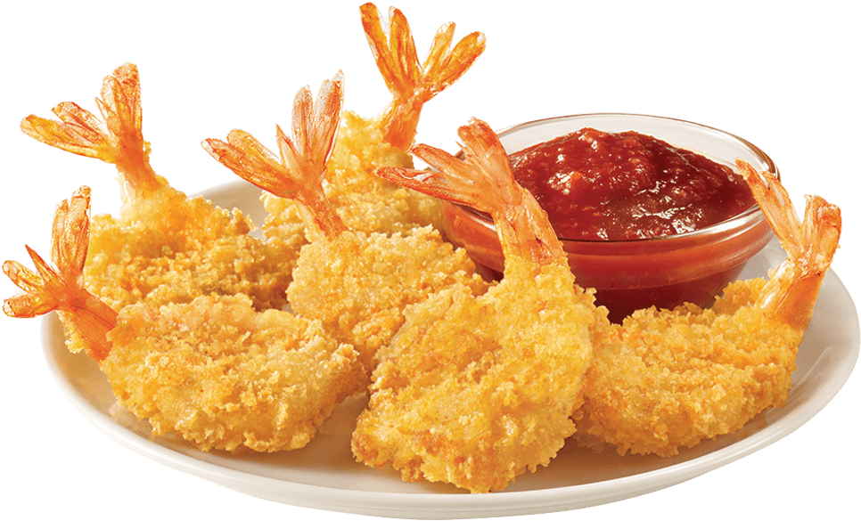Golden Fried Shrimpwith Dipping Sauce PNG