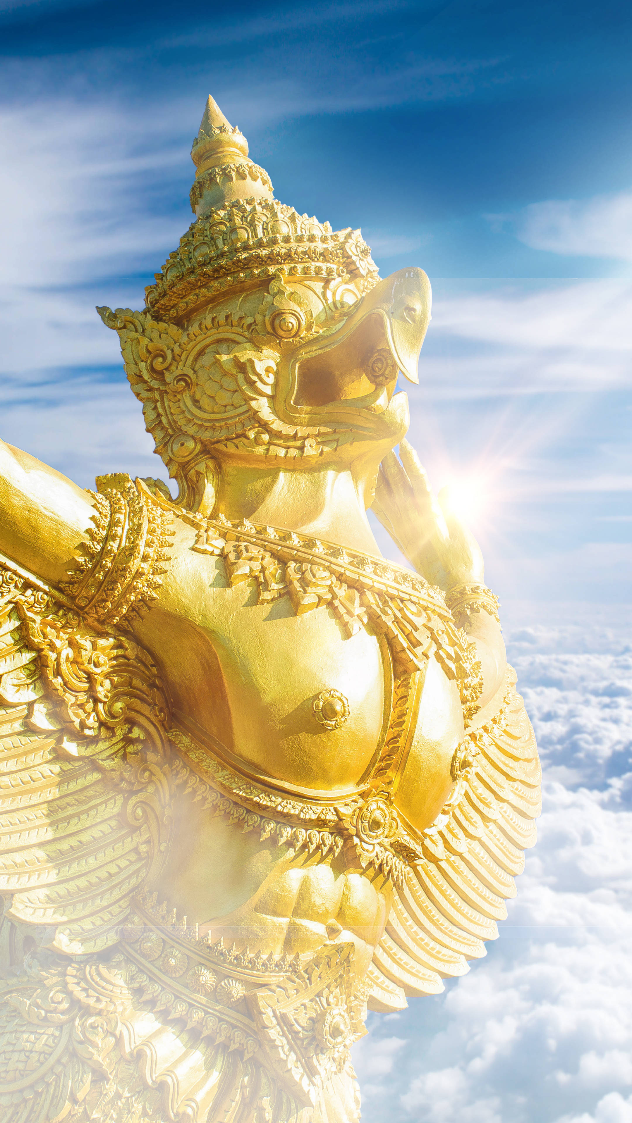 Golden Garuda Sky Background