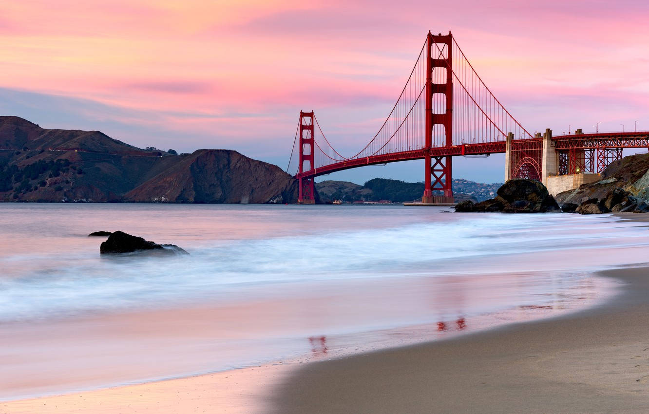 Golden Gate Bridge Aesthetic Pink Sky Wallpaper