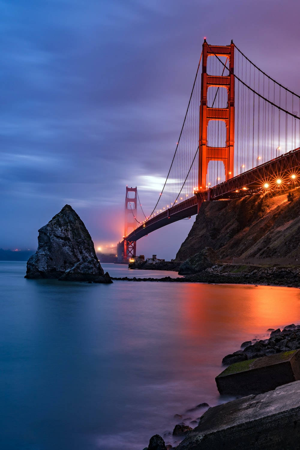 Golden Gate Bridge And Bay At Dusk Wallpaper