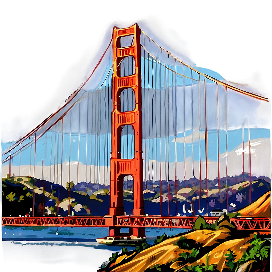 Golden Gate Bridge Artistic Illustration Png Yvc41 PNG