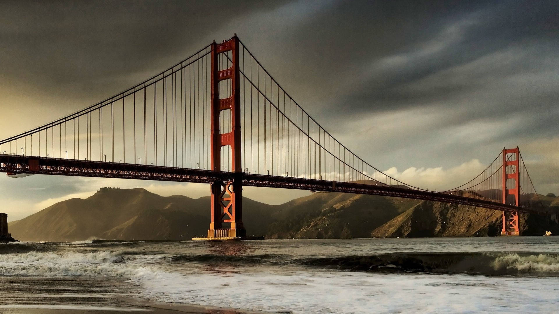 Golden Gate Bridge Bay Dark Storm Clouds Wallpaper
