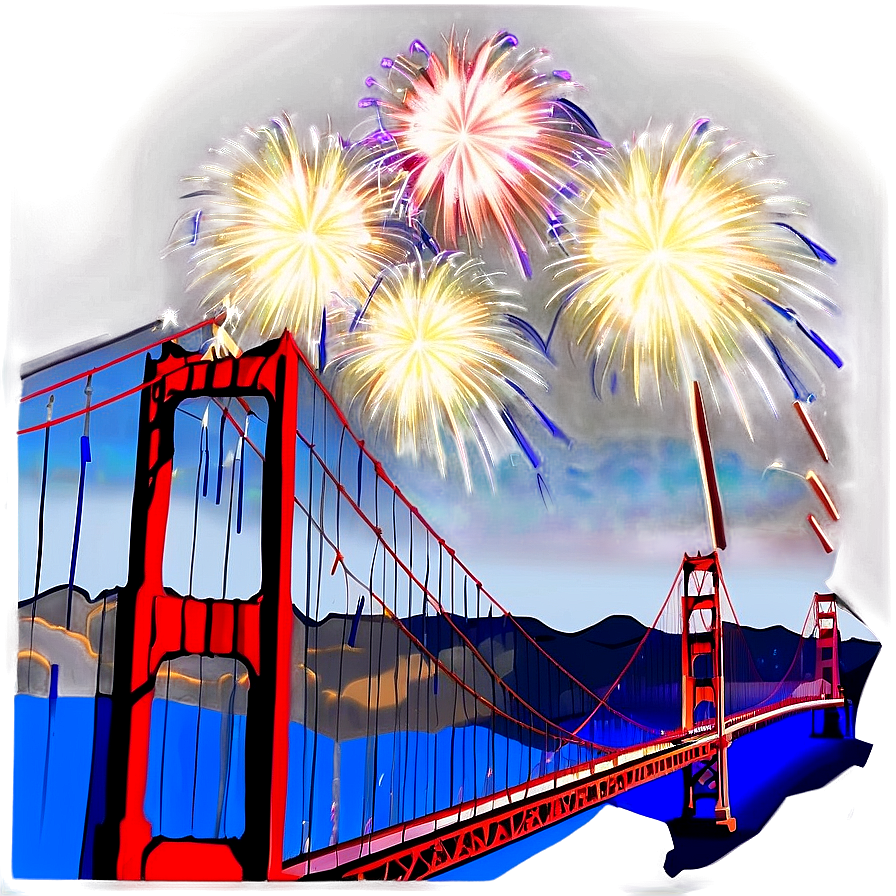 Golden Gate Bridge Fireworks Display Png 06122024 PNG