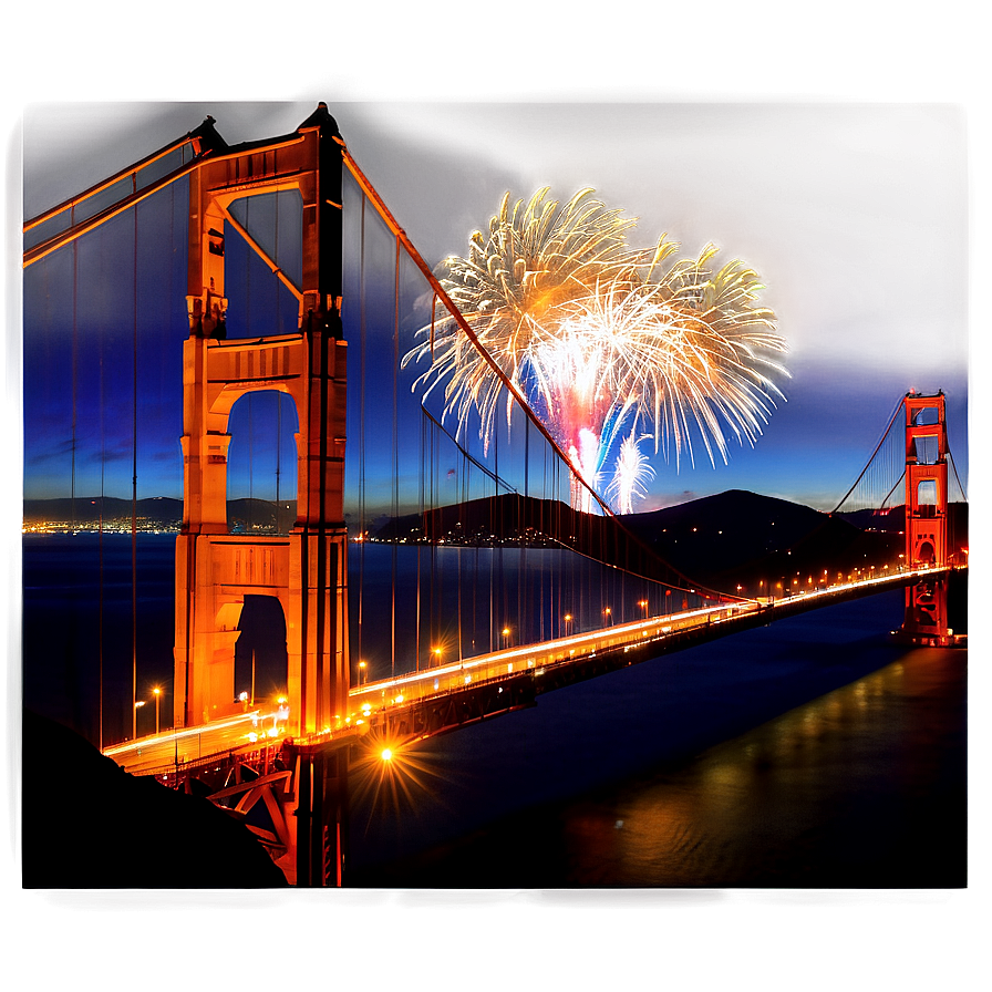 Golden Gate Bridge Fireworks Display Png Cjk38 PNG