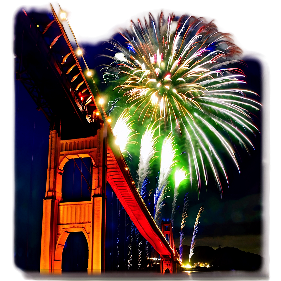 Golden Gate Bridge Fireworks Display Png Lus PNG