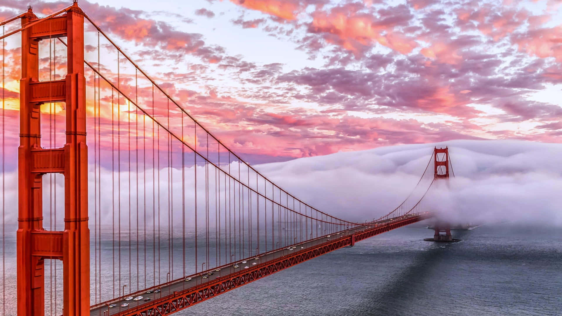 Golden Gate Bridge Foggy Sunset4 K Wallpaper