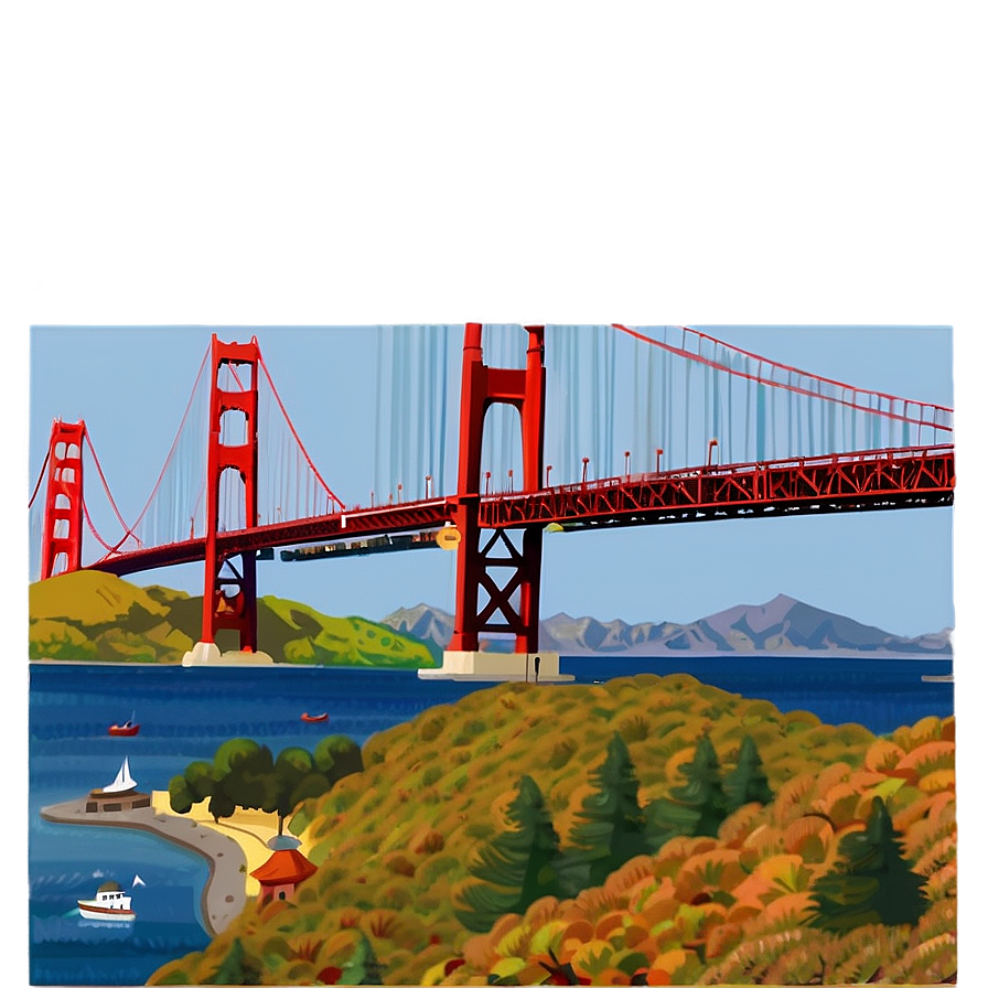 Golden Gate Bridge In Autumn Season Png Lsw62 PNG