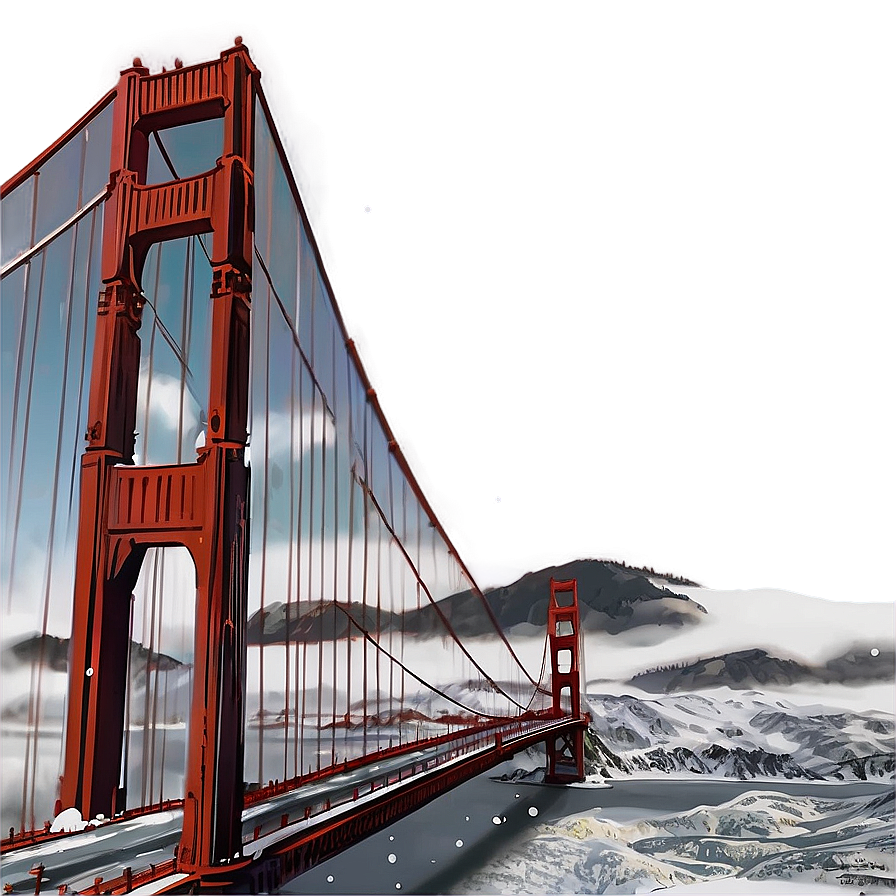 Golden Gate Bridge In Winter Snow Png 13 PNG