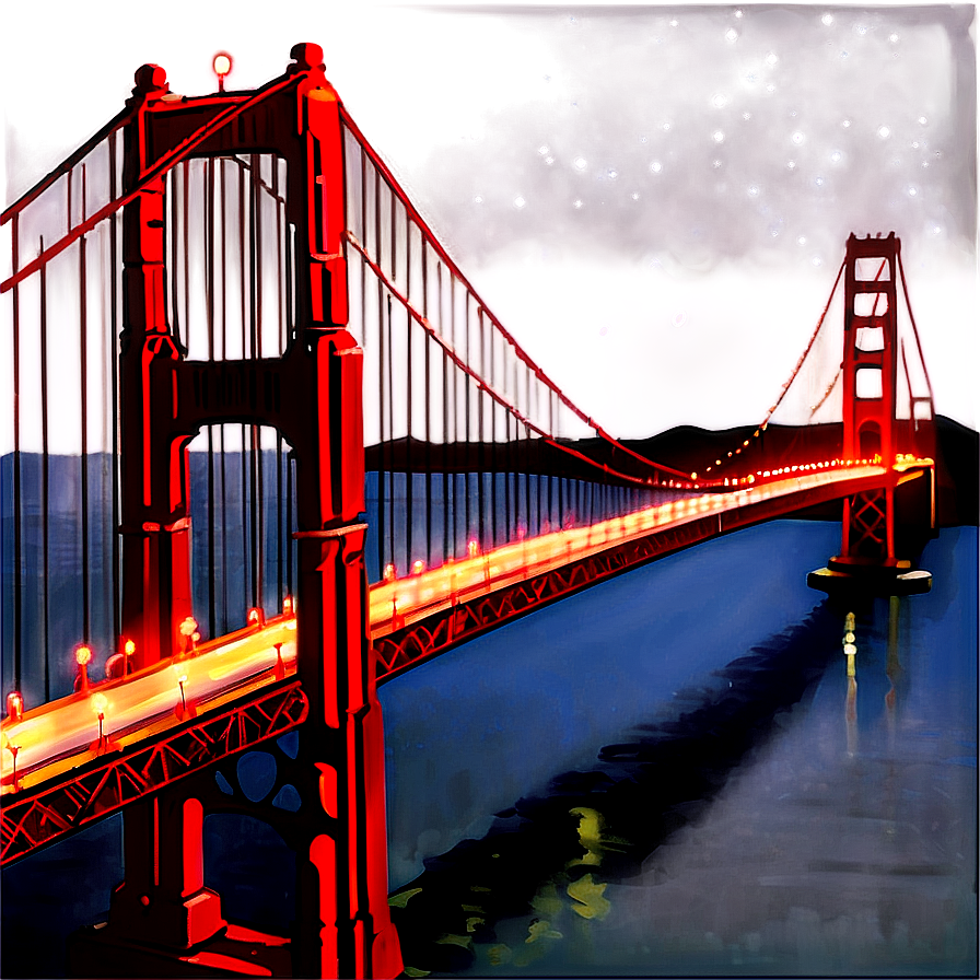 Golden Gate Bridge Night Lights Png 06122024 PNG