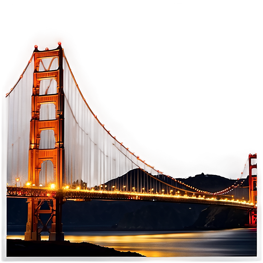 Golden Gate Bridge Night Lights Png Cbo PNG