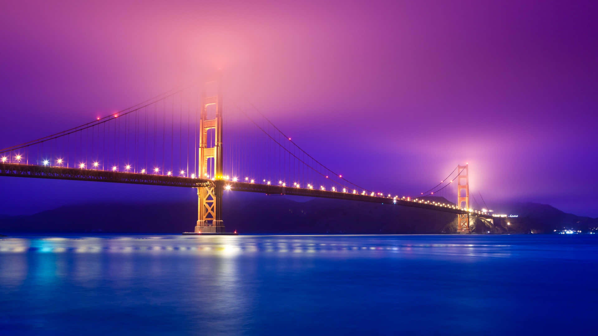 Golden Gate Bridge Nighttime Purple Hues4 K Wallpaper