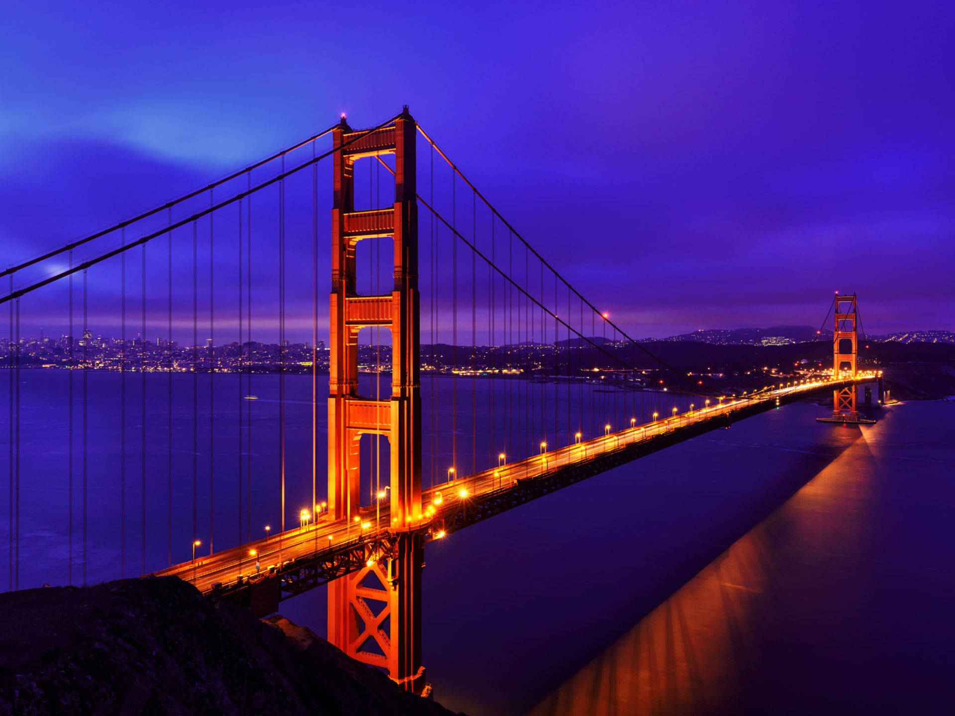 Goldenegate Bridge Mit Violett-blauem Himmel Wallpaper