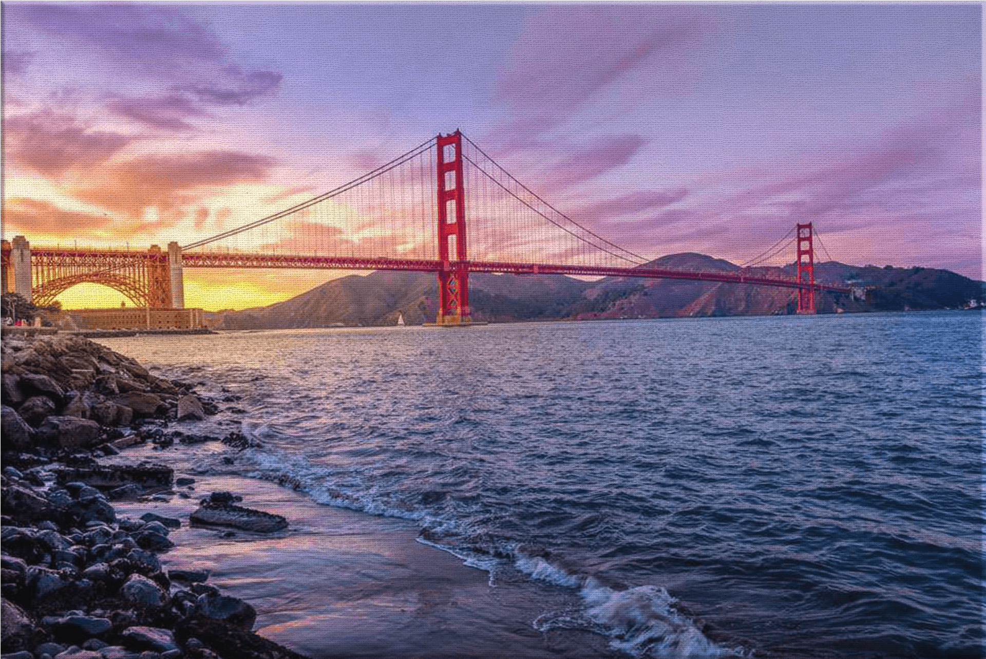 Golden Gate Bridge Sunset View PNG