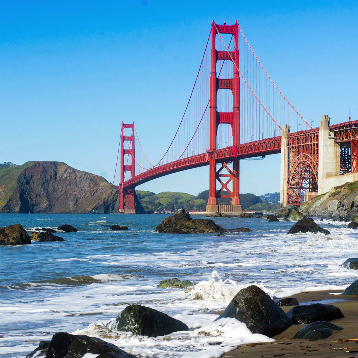 Majestic Golden Gate Bridge overlooking the Rocky Bay Wallpaper