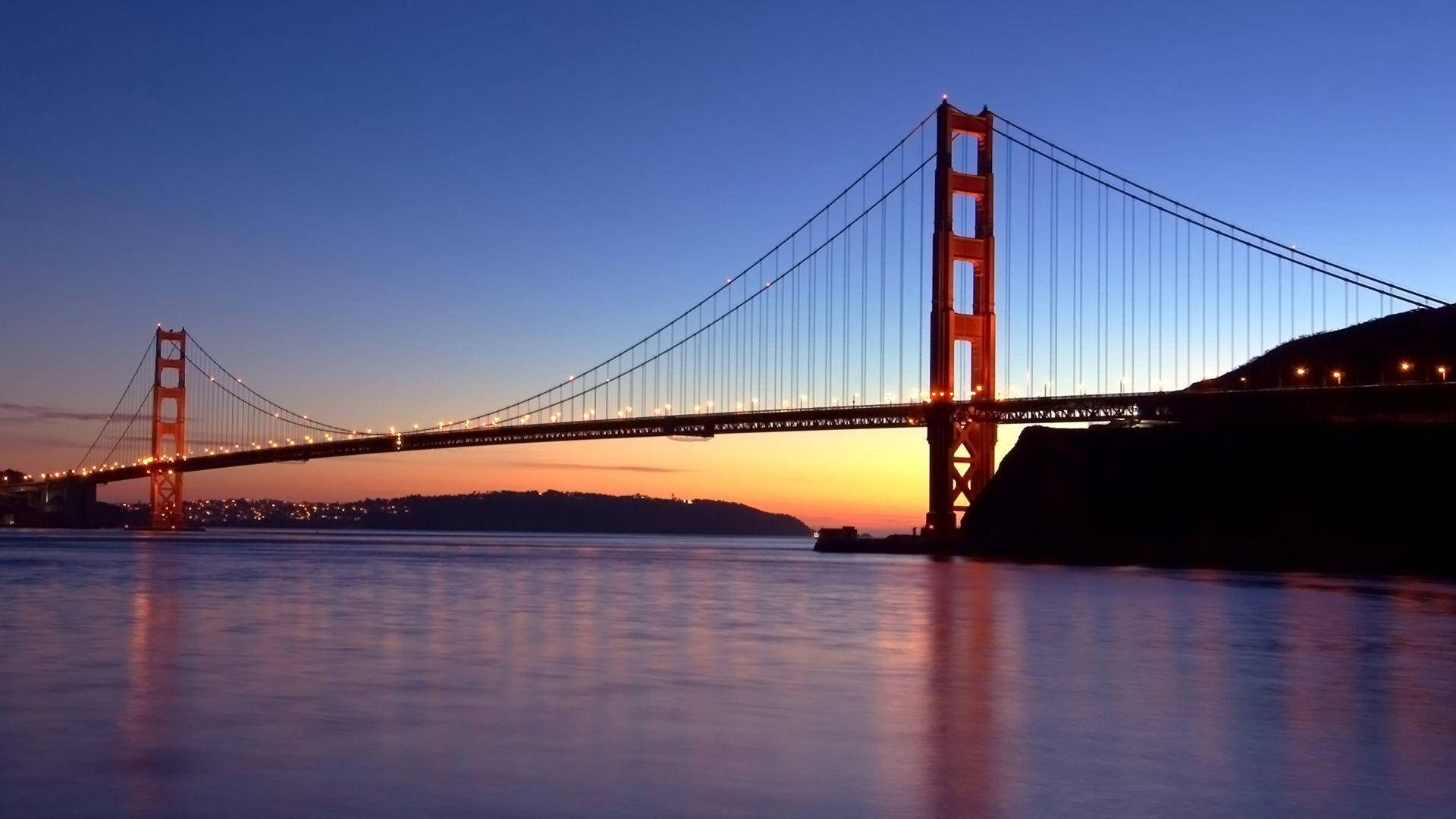 Vistamaestosa Del Golden Gate Bridge Dall'acqua Sfondo