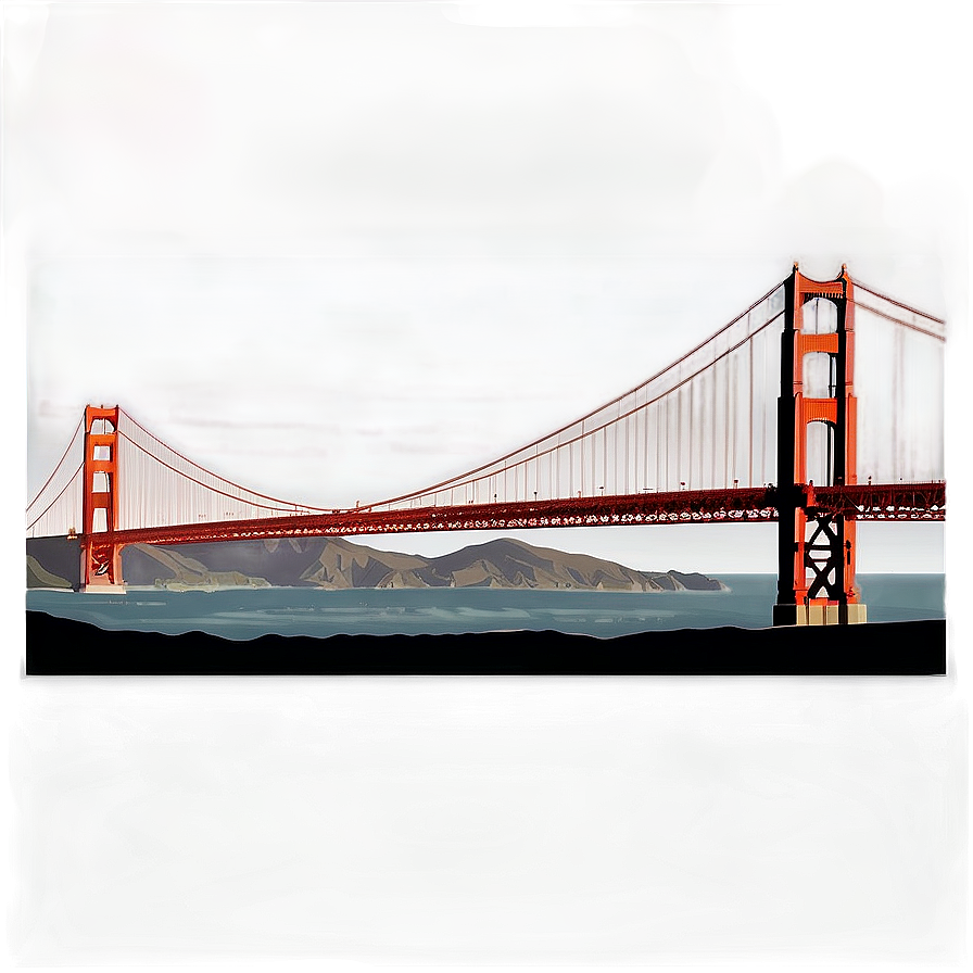 Golden Gate Bridge Vintage Style Png Mni25 PNG