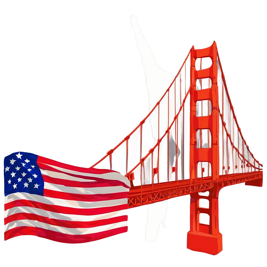 Golden Gate Bridge With American Flag Png 56 PNG