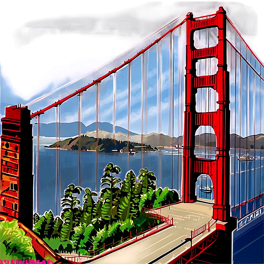 Golden Gate Bridge With Bay View Png Qip60 PNG