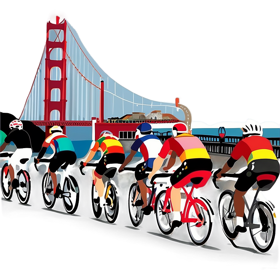 Golden Gate Bridge With Bicyclists Png Rmg16 PNG