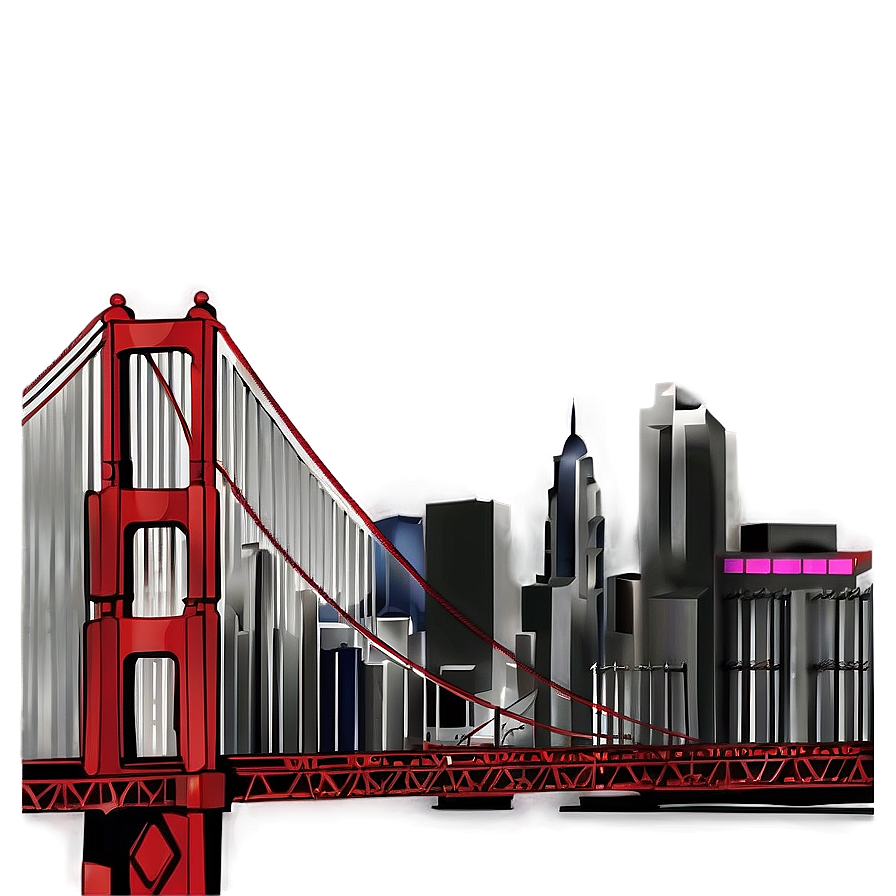 Golden Gate Bridge With City Skyline Png 11 PNG