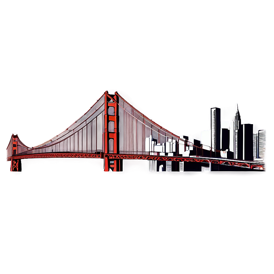 Golden Gate Bridge With City Skyline Png Bsn12 PNG