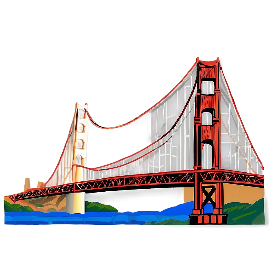 Golden Gate Bridge With City Skyline Png Nbr PNG